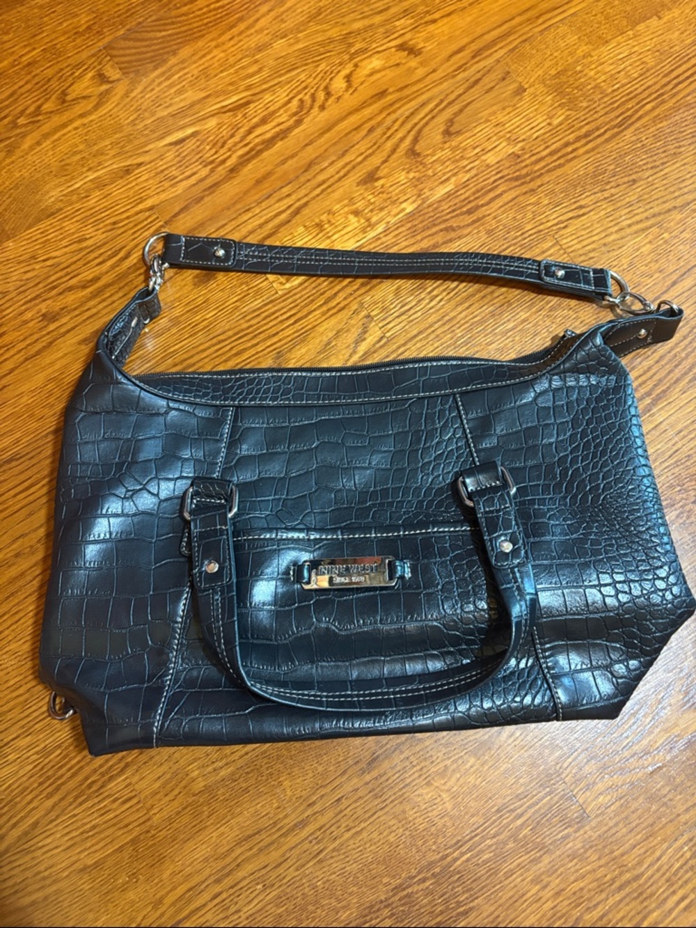 Nine West Black Faux Leather Double Strap Purse
